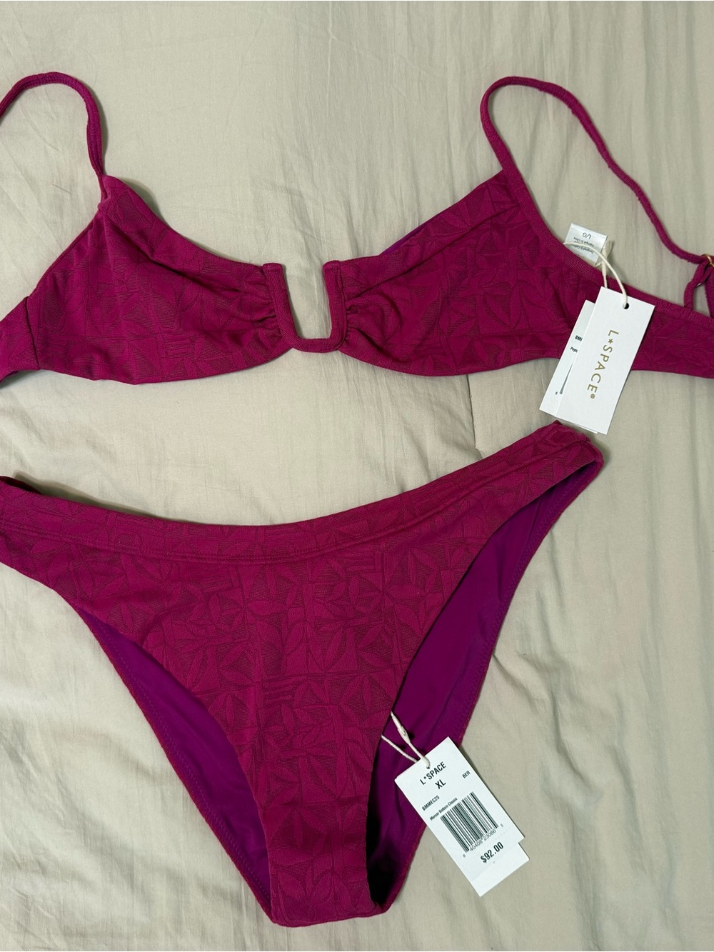 l*space Deep Magenta Textured Bikini Set